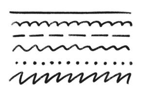 Crayon underline set of black textured strokes with rough brush effect vector
