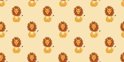 Seamless pattern of lions on beige background for textile, fabric, wrapping paper vector