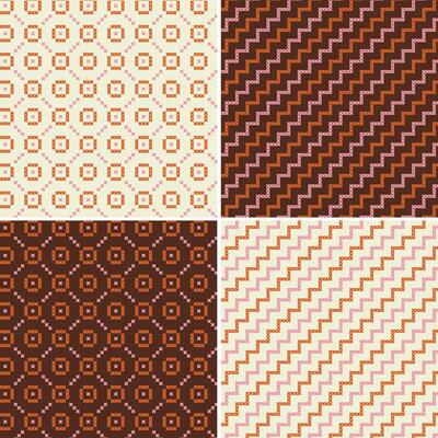 cross stitch diagonal stripe seamless patterns with pink orange brown