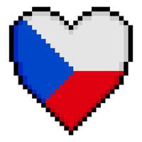 Czech flag with heart shape in pixel art style vector