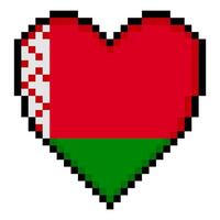 Belarus flag with heart shape in pixel art style vector