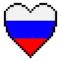 Russian flag with heart shape in pixel art style vector