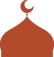Curved Red Mosque Dome with Straight Lines Below with Crescent Moons on Top vector