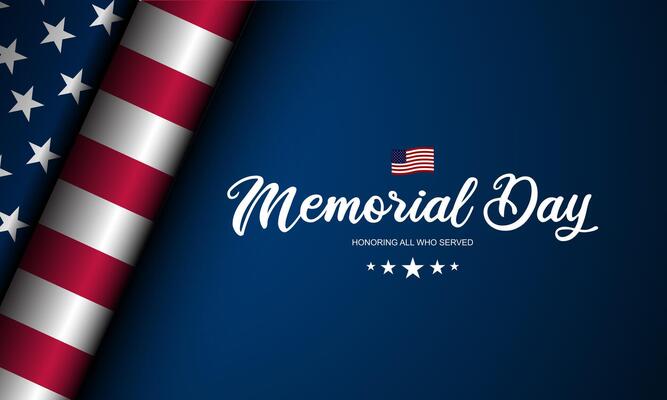 Memorial day background with american flag and text
