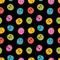 Seamless pattern of smiling faces. Funny smiling cartoon characters vector