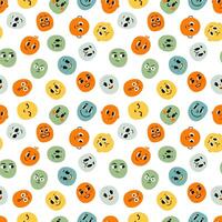 Seamless pattern of colorful smiling faces. Funny characters vector