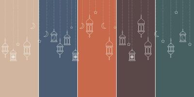 Ramadan Kareem Elegant Lantern Background with Color Variations Crescent Moon and Stars Islamic Festive Design vector