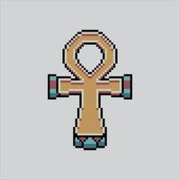 Pixel art illustration Egypt Ankh. Pixelated Ankh Cross Symbol. Egypt Ankh Cross Symbol Icon pixelated for the pixel art game and icon for website and game. old school retro. vector