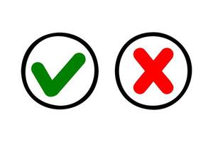 Checklist and cross icon inside circle line vector