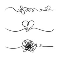 Collection of tangled lines on white background vector