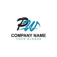 PW initial signature logo. vector