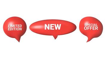 3D speech bubbles different shapes message icon. Text new special offer limited edition. For social media advertising posters. isolated set. vector