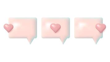 3D speech bubbles different shapes message icon. With love. For social media advertising posters. isolated set. vector