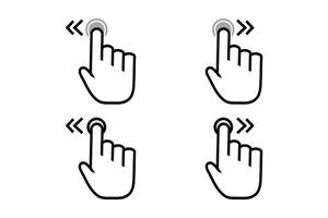 Hand cursor swipe icons illustrations of touchscreen gestures for navigation. vector