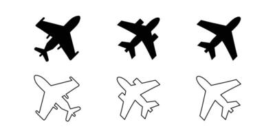 Airplane silhouettes, alternating between black solid shapes and white outlines. vector