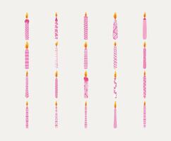 Pink Decorative Candle Set with Unique Patterns and Minimalist Design Elements vector
