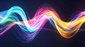 Dynamic swirling waves of light in vivid colors create an energetic and captivating visual display. This artwork exemplifies modern digital aesthetics. video