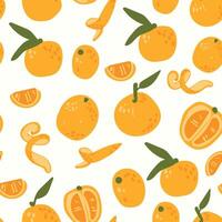 Modern abstract mandarin and half design with seamless Fruits pattern and unique textures, ideal for fabric, stationery, and home decor. vector