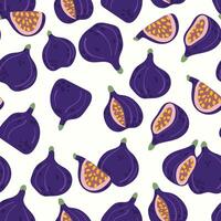 Modern abstract figs and halfs design with seamless Fruits pattern and unique textures, ideal for fabric, stationery, and home decor. vector