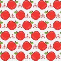 Cute Red Apple Pattern with Dots Seamless Background Design vector