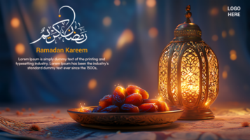 Illuminated Lantern and Dates for Ramadan Mubarak Template psd