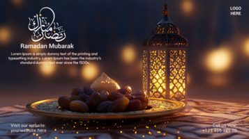 Ramadan Kareem Greeting with Lantern and Dates psd