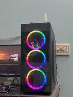 a computer case with colorful lights on it photo