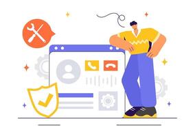 IT Support and Customer Service Illustration with Technology Assistance in a Flat Cartoon Style vector