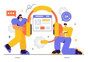 Online IT Assistance and Technology Support Illustration for Software Solutions and Troubleshooting vector
