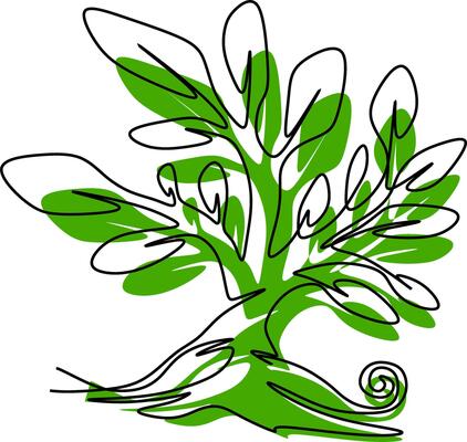 Illustration of a tree with a black outline