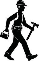 a silhouette of a man with a hammer and tool vector