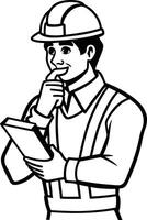 Building Supervisor Holding and Checking Plans vector
