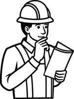 Architect Examining Work Documents with Focus vector