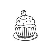 Cupcake with Frosting Outline Design vector