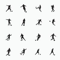 silhouette of shot, dribble, and move in soccer set vector