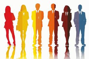 Business people standing together in unity and teamwork representing diversity and inclusion photo