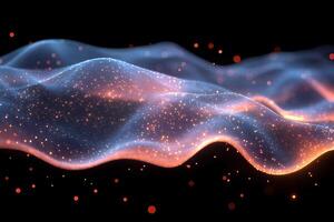 Abstract Digital Waves with Glowing Particles and Dark Background for Futuristic Design photo