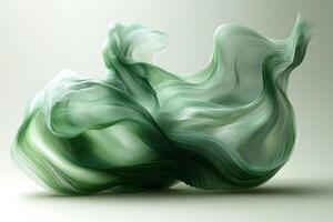 Fluid Abstract Art with Green and White Flowing Fabrics - Modern Design for Print and Posters photo
