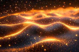 Luminous Golden Waves Sparkling in Abstract Dreamlike Scene for Creative Design photo