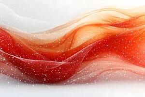 Abstract Flowing Red and White Textured Background with Snowy Particles for Design photo