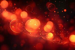 Radiant Red Circles and Glowing Particles - Abstract Background Design photo