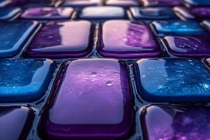 Abstract Geometric Pattern of Glossy Purple and Blue Tiles - Conceptual Background, Generative photo