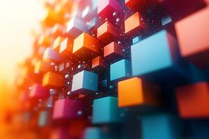 Vibrant Abstract 3D Cube Pattern Design for Backgrounds and Graphics, Generative photo