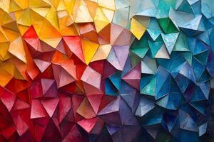 Colorful Abstract Geometric Art Vibrant Triangular Mosaic Design for Decor, Generative photo