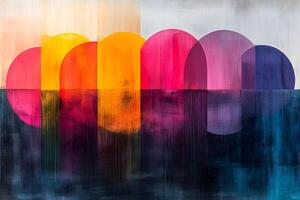 Abstract Geometric Circle Pattern with Vibrant Gradient Colors for Modern Design, Generative photo