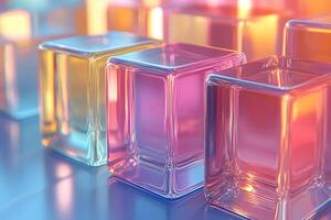 Vibrant Abstract Glass Cubes with Colorful Reflections for Modern Art and Design, Generative photo