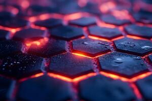 Futuristic Glowing Hexagonal Pattern with Tech Texture for Modern Design photo