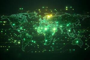Digital World Map with Global Network Connections for Technology and Innovation photo