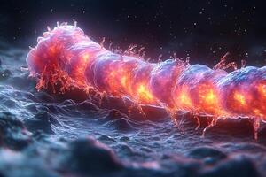 Futuristic Microbiology Concept Glowing Visualization of Bacterial Structure for Educational Design photo