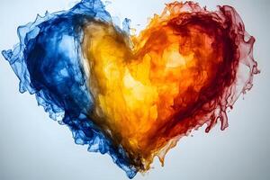Vibrant Multicolored Heart in Fluid Art - Abstract Expression for Love and Creativity photo